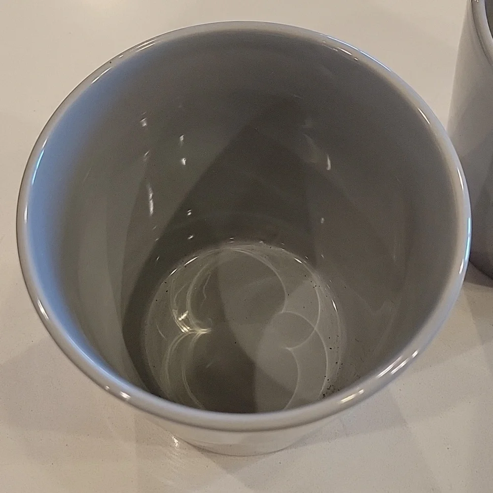 Pottery Barn Two Modern Gray Ceramic Planter Pots